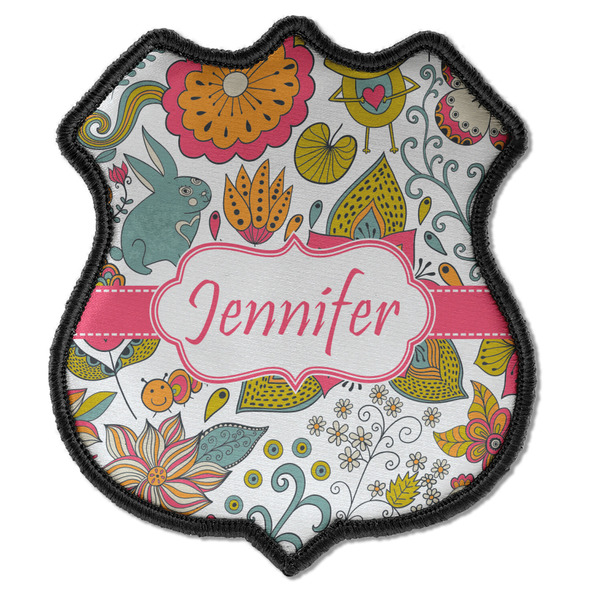 Custom Wild Garden Iron On Shield Patch C w/ Name or Text