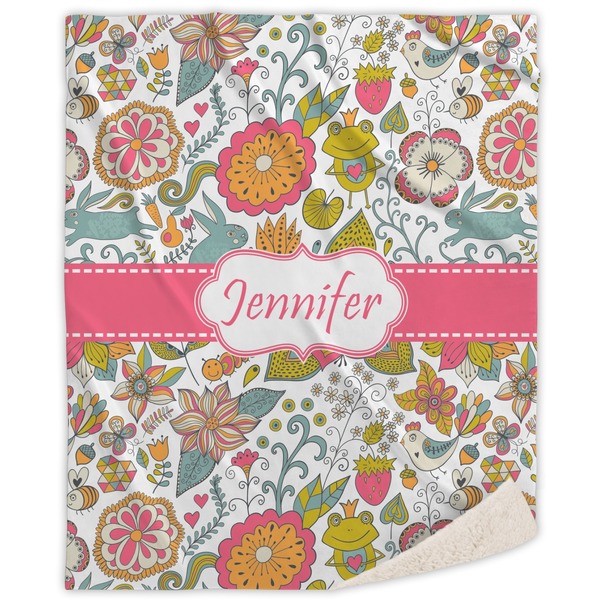 Custom Wild Garden Sherpa Throw Blanket - 60"x80" (Personalized)