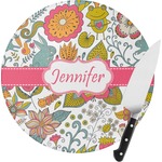 Wild Garden Round Glass Cutting Board - Small (Personalized)
