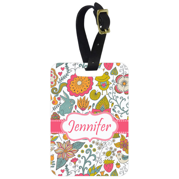 Custom Wild Garden Metal Luggage Tag w/ Name or Text