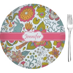 Wild Garden 8" Glass Appetizer / Dessert Plates - Single or Set (Personalized)