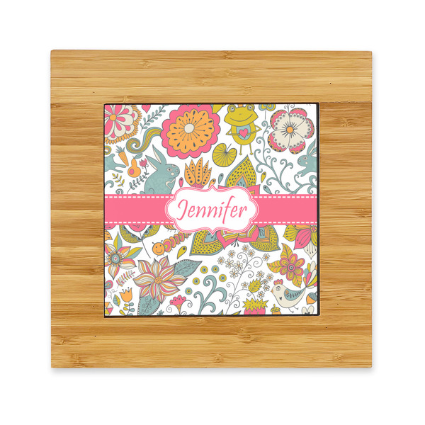 Custom Wild Garden Bamboo Trivet with Ceramic Tile Insert (Personalized)