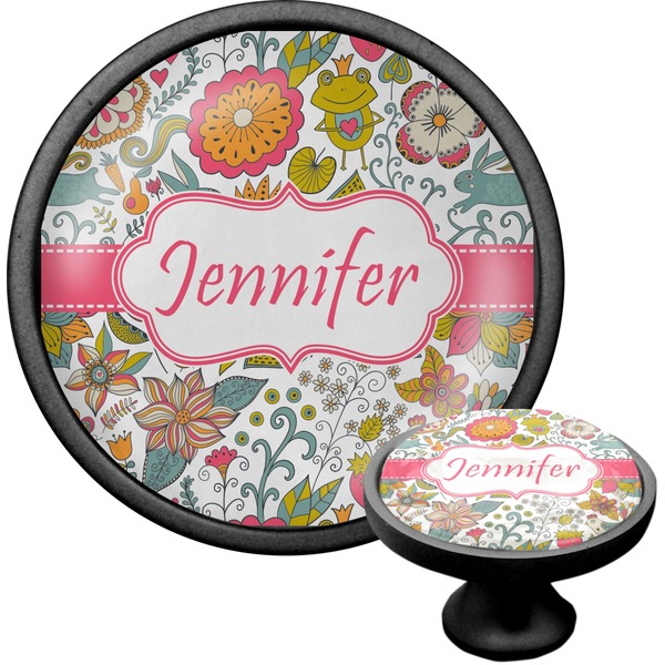 Custom Wild Garden Cabinet Knob (Black) (Personalized)