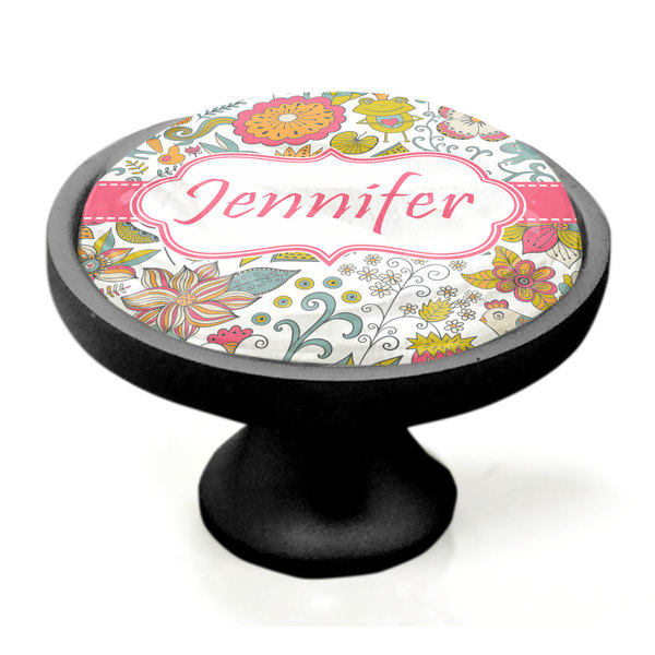 Wild Garden Black Custom Cabinet Knob (Side)