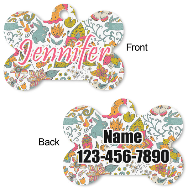 Wild Garden Bone Shaped Dog Tag - Front & Back