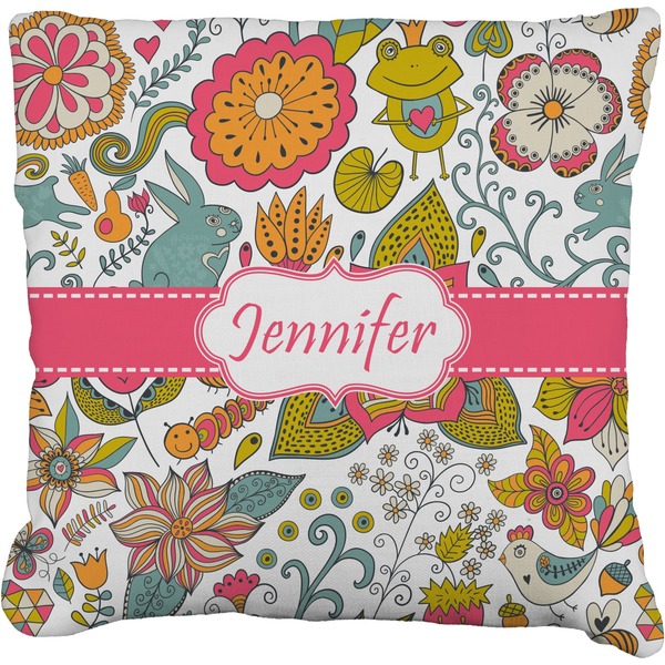 Custom Wild Garden Faux-Linen Throw Pillow 18" (Personalized)