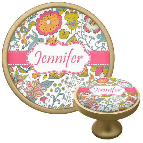 Custom Wild Garden Cabinet Knob - Gold (Personalized)