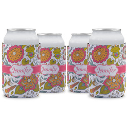 Wild Garden Can Cooler (12 oz) - Set of 4 w/ Name or Text