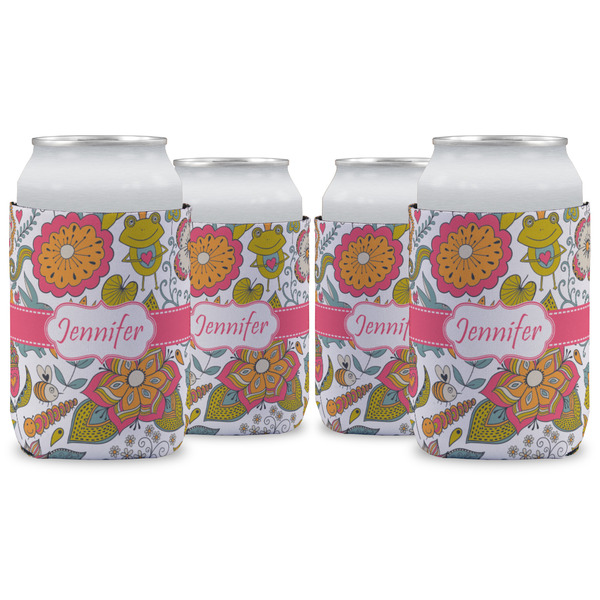 Custom Wild Garden Can Cooler (12 oz) - Set of 4 w/ Name or Text