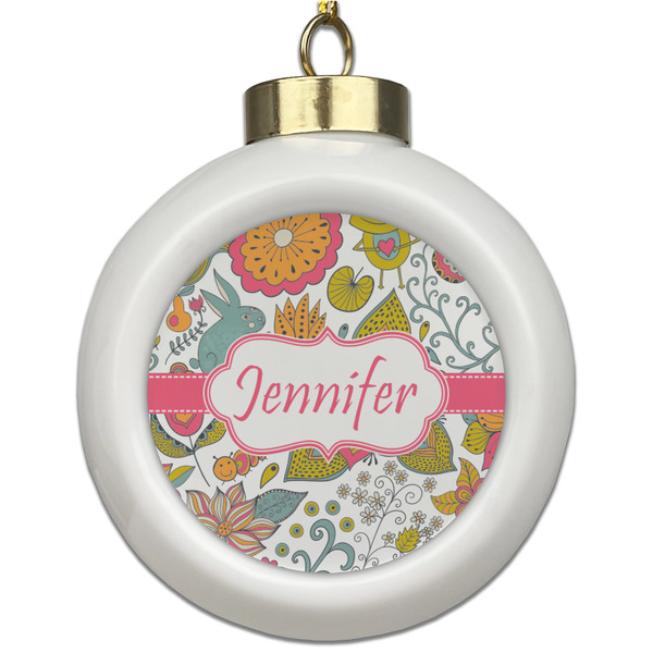 Custom Wild Garden Ceramic Ball Ornament (Personalized)
