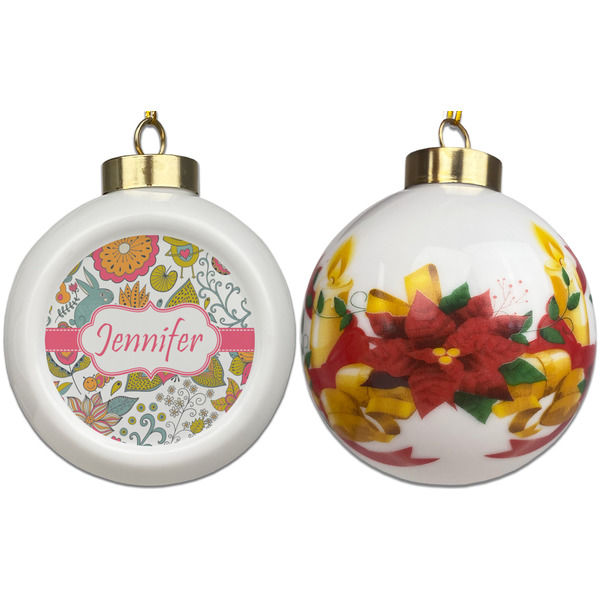 Wild Garden Ceramic Christmas Ornament - Poinsettias (APPROVAL)