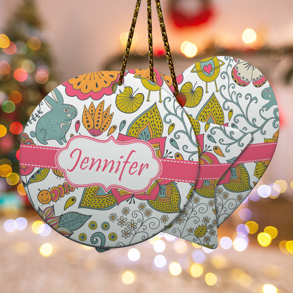 Custom Wild Garden Ceramic Ornament w/ Name or Text