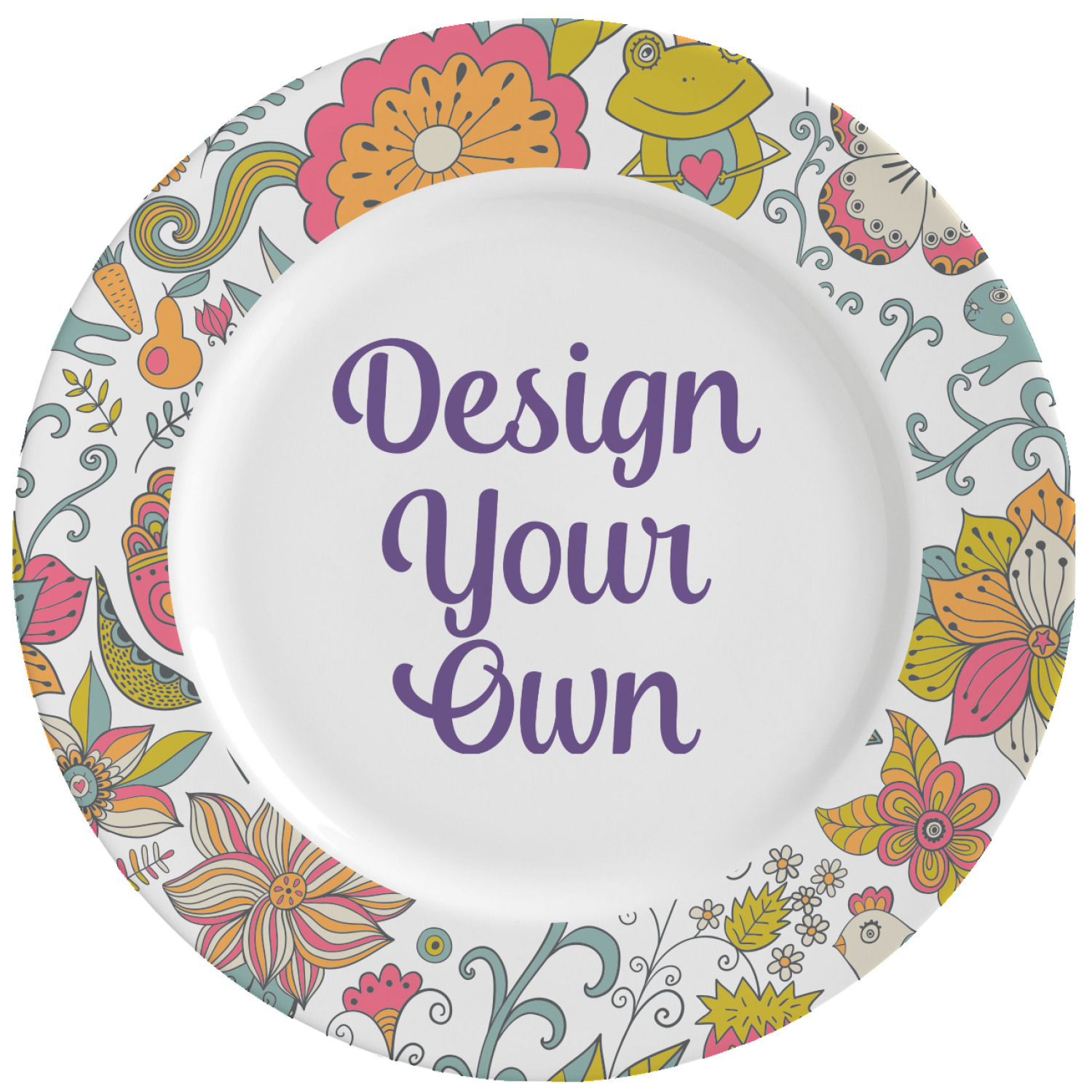 Wild Garden Ceramic Dinner Plates (Set of 4) (Personalized