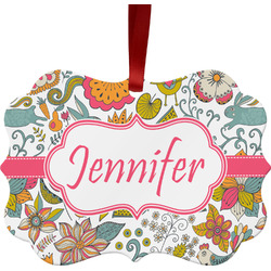 Wild Garden Metal Frame Ornament - Double Sided w/ Name or Text