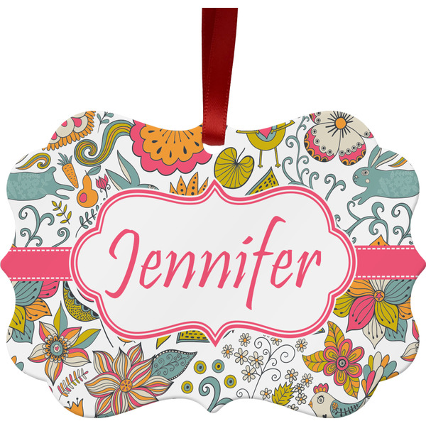 Custom Wild Garden Metal Frame Ornament - Double Sided w/ Name or Text