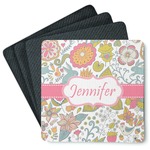 Wild Garden Square Rubber Backed Coasters - Set of 4 (Personalized)