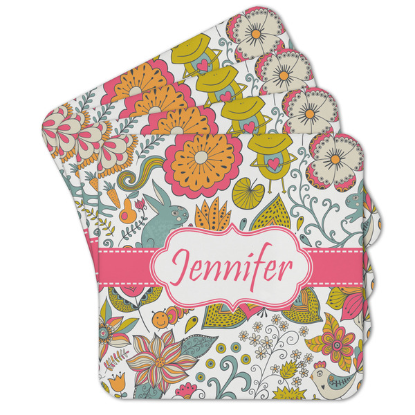 Custom Wild Garden Cork Coaster - Set of 4 w/ Name or Text