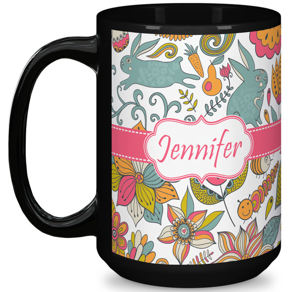 Custom Wild Garden 15 Oz Coffee Mug - Black (Personalized)