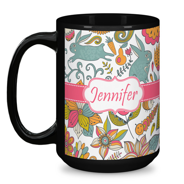 Wild Garden Coffee Mug - 15 oz - Black