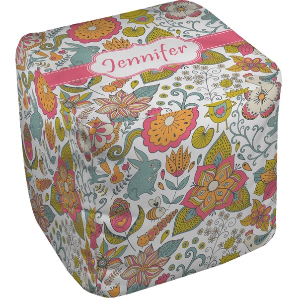 Custom Wild Garden Cube Pouf Ottoman - 13" (Personalized)