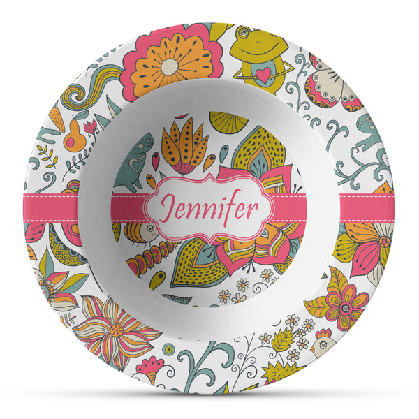 Custom Wild Garden Plastic Bowl - Microwave Safe - Composite Polymer (Personalized)