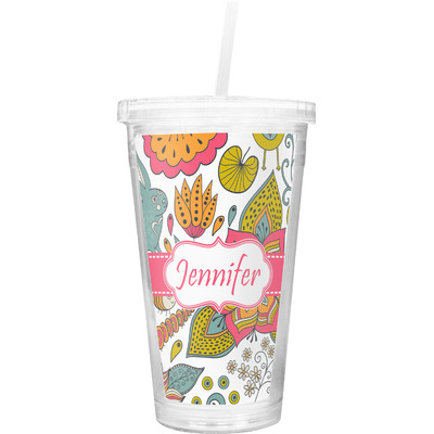 Wild Garden Double Wall Tumbler with Straw (Personalized)
