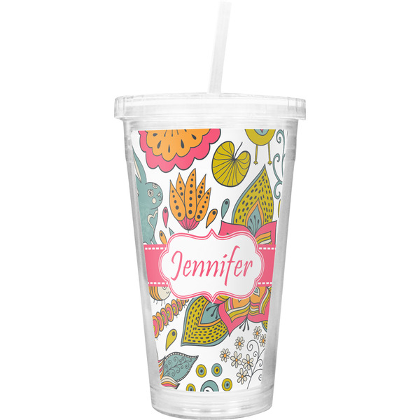 Custom Wild Garden Double Wall Tumbler with Straw (Personalized)