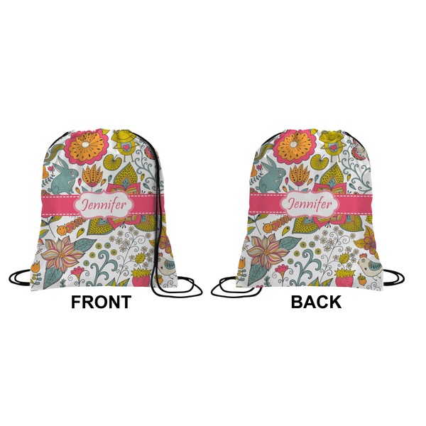 Wild Garden Drawstring Backpack Front & Back Small