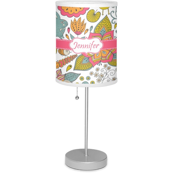 Custom Wild Garden 7" Drum Lamp with Shade Linen (Personalized)