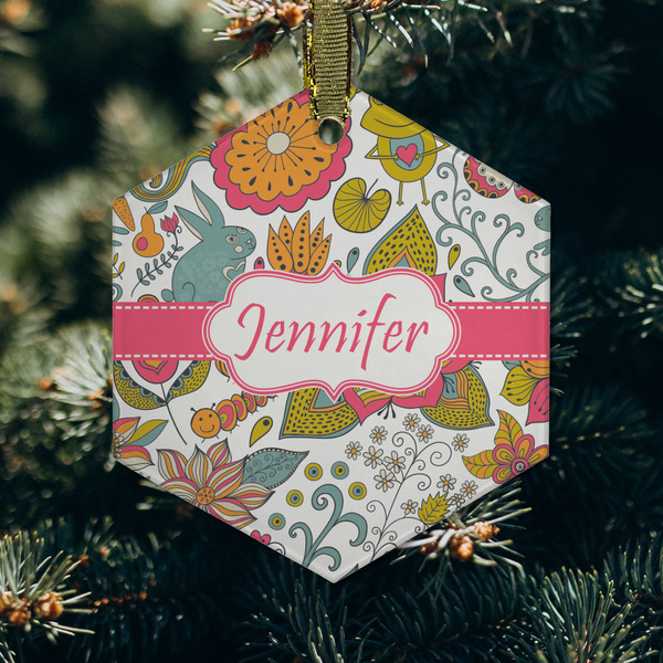 Wild Garden Frosted Glass Ornament - Hexagon (Lifestyle)