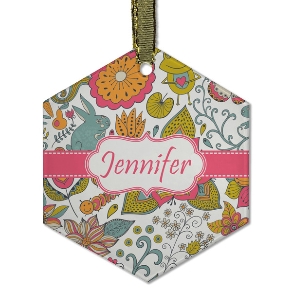 Custom Wild Garden Flat Glass Ornament - Hexagon w/ Name or Text