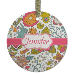 Wild Garden Flat Glass Ornament - Round w/ Name or Text