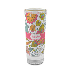 Wild Garden 2 oz Shot Glass -  Glass with Gold Rim - Single (Personalized)