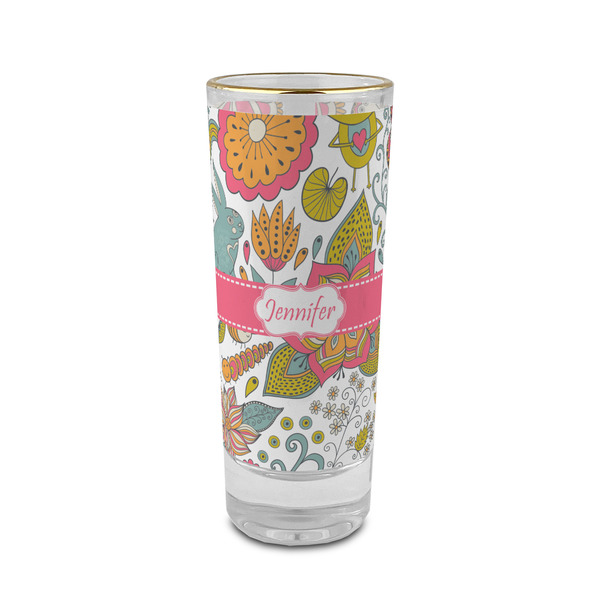 Custom Wild Garden 2 oz Shot Glass -  Glass with Gold Rim - Set of 4 (Personalized)