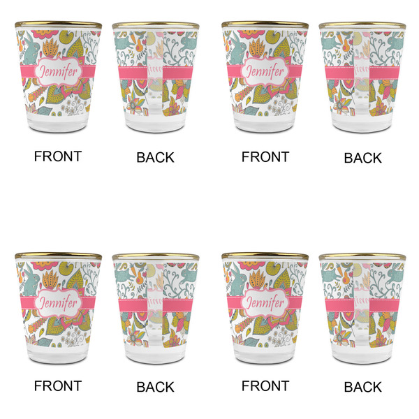 Wild Garden Glass Shot Glass - with gold rim - Set of 4 - APPROVAL