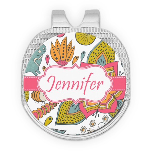 Custom Wild Garden Golf Ball Marker - Hat Clip - Silver