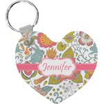 Wild Garden Heart Plastic Keychain w/ Name or Text