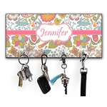 Wild Garden Key Hanger w/ 4 Hooks w/ Name or Text
