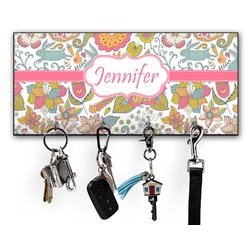 Wild Garden Key Hanger w/ 4 Hooks w/ Name or Text