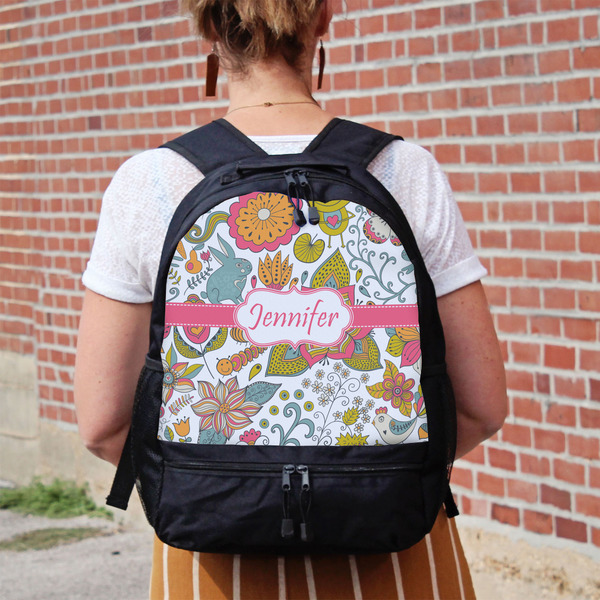 Wild Garden Large Backpack - Black - On Back