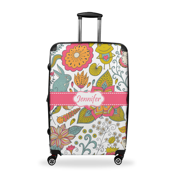 Custom Wild Garden Suitcase - 28" Large - Checked w/ Name or Text