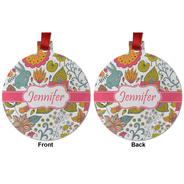 Wild Garden Metal Ball Ornament - Front and Back