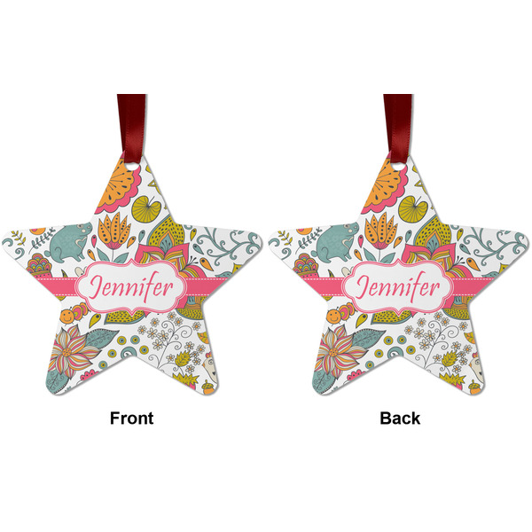 Wild Garden Metal Star Ornament - Front and Back