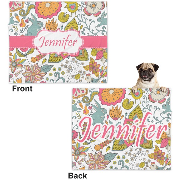 Wild Garden Microfleece Dog Blanket - Large- Front & Back