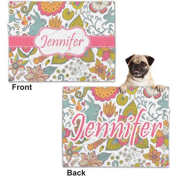 Wild Garden Microfleece Dog Blanket - Regular - Front & Back