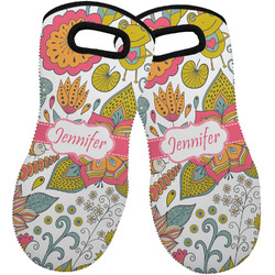 Wild Garden Neoprene Oven Mitts - Set of 2 w/ Name or Text