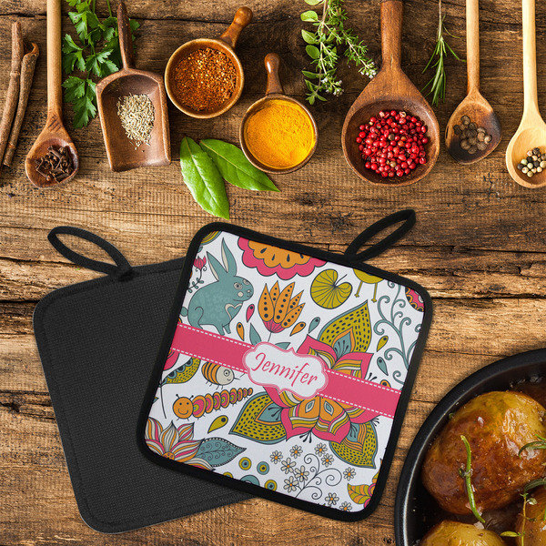 Wild Garden Neoprene Pot Holder - Set of 2  LIFESTYLE (Flatlay)