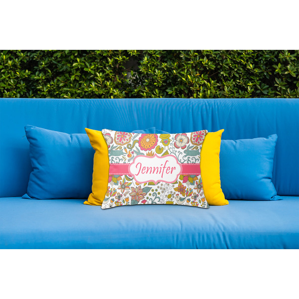 Wild Garden Outdoor Throw Pillow  - LIFESTYLE (Rectangular - 20x14)