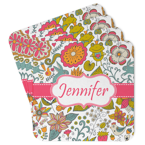 Custom Wild Garden Paper Coasters w/ Name or Text