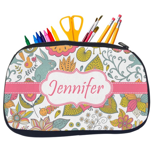 Custom Wild Garden Neoprene Pencil Case - Medium w/ Name or Text